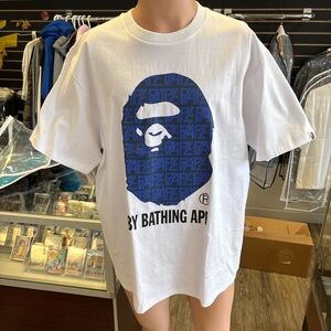 Bape White Tee with Blue Ape Graphic